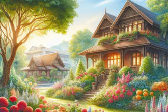 draw traditional watercolor house portrait