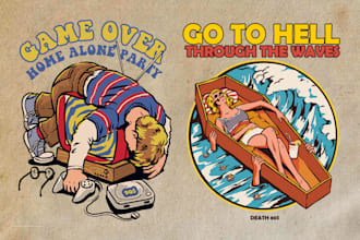 draw vintage retro illustration design t shirt