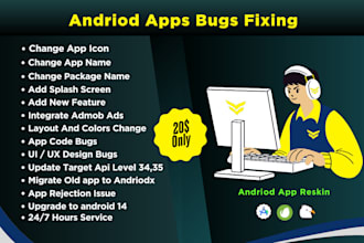 reskin, rebrand,redesign and fix bugs codecanyon android app