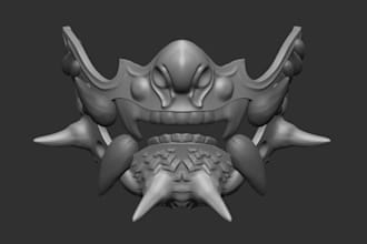 sculpt 3d oni mask cosplay weapon for printing,3d mask head portrait,3d bust,stl