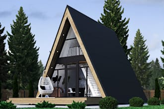 do 3d farmhouse, cabin, small house, container house, frame house 3d render