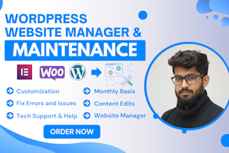 manage edit provide wordpress website maintenance, update, support help for you