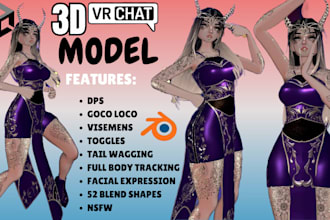 model 3d custom vrchat avatar vr character vrc avatar furry avatar vr chat sfw