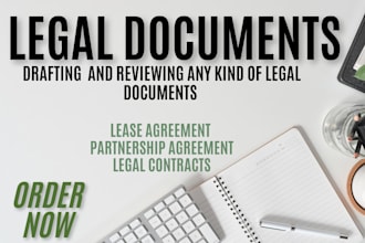 draft or review legal documents, lease agreement, rental, partnership agreement