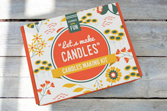 design a modern minimalist candle making kit packaging