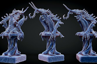 fantasy creature design, dnd figure, custom 3d toy model, sculpt 3d printing stl