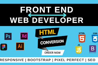 convert figma to html, psd to html, xd to html responsive