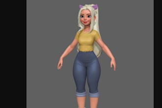 do 3d cartoon character, 3d vr chat avatar, character modeling, blend rig, c4d