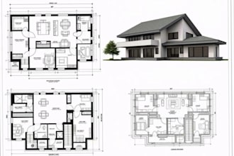 sketch redraw architectural 2d,3d floor plans in autocad,revit and twinmotion