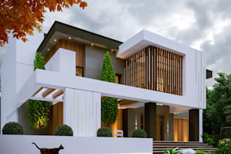 renovate 3d villa,patio, courtyard design,render terrace,modern facade exterior,