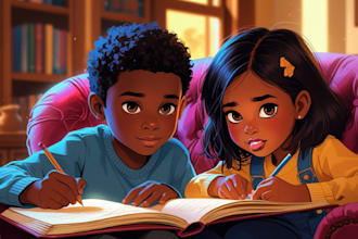 create 3d african american book  illustration, kids picture book and KDP cover