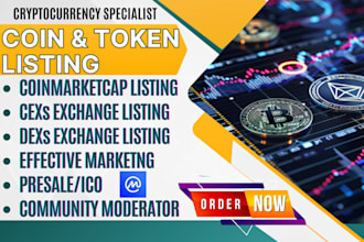 token listing coin listing on coinmarketcap coingecko ico presale cexs dexs