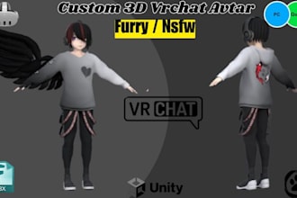 design 3d custom vrchat avatar furry model, vtuber avatar anime avi model unity