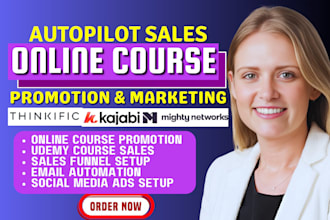 udemy online course promotion, kajabi tech course promotion stock trading course