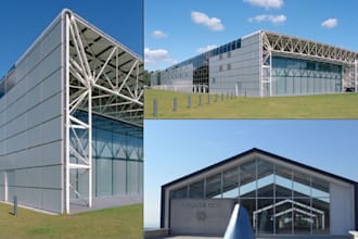 do cgi 3d warehouse design, 3d industrial building with realistic rendering