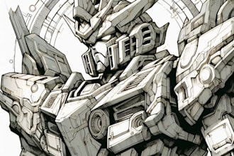 draw gundam, transformer, robot, armor, mecha