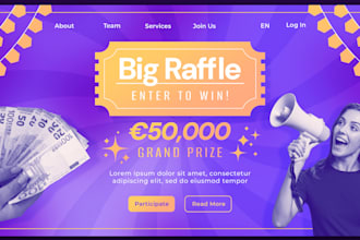 create raffle website, competition website, giveaway website, event ticket