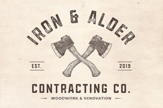 design a vintage woodwork and renovation business logo