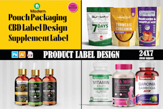 product label design, pouch design, supplement label, cbd label, and packaging