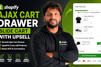 create shopify ajax cart drawer slide cart with upsell