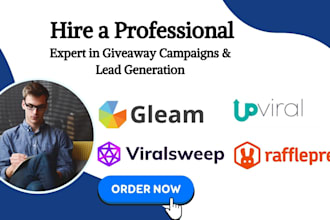 do a professional giveaway campaign lead generation on gleam upviral viralsweep