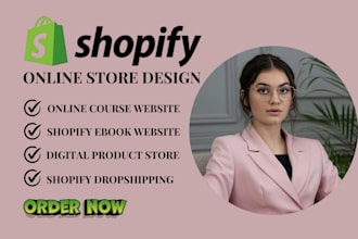 design shopify ebook website online course digital products dropshipping store