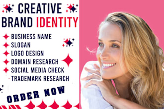 create catchy business name, logo design, slogan and brand name