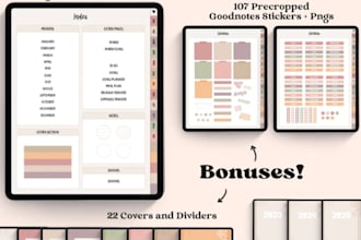 design etsy custom digital planner, fitness planners, workout planners, journals