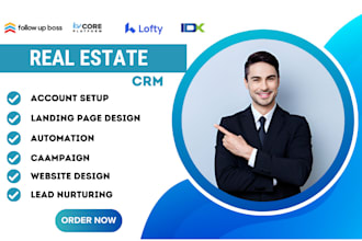set up real estate CRM lofty, kvcore, follow up boss, chime, zillow, idx website