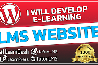 build elearning, lms website using learndash, tutor lms, buddyboss, learnpress