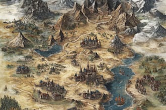 draw custom fantasy map illustration for game book, campaign