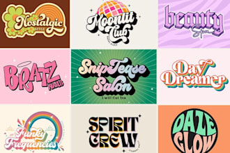draw typography 2d, 3d 70s retro vintage tshirt logo for you