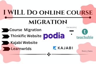 migrate online course website to thinkific teachable kajabi podia and trainerize