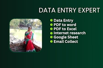do company research, typing, pdf to excel, google sheet