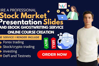 stock market powerpoint slides, ebook, course creation, finance and investment