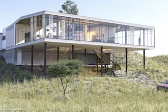 redesign 3d house, high end environment,facade exterior, chalet,modern apartment