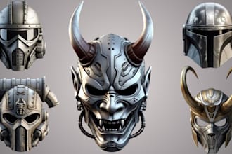 3d mask helmet cosplay 3d helmet cyberpunk 3d model 3d cosplay for 3d printing