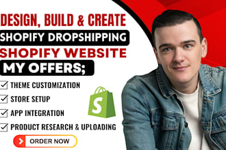 create shopify dropshipping store, design shopify website, build shopify store