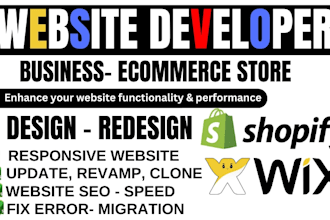 create, build shopify or wix website redesign, revamp, update shopify store SEO