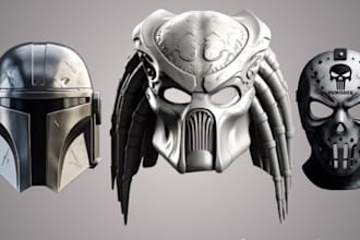 sculpt 3d mask, helmet 3d cosplay 3d model, cyber punk oni mask for 3d print