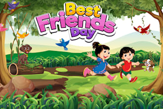 draw 3d children book illustration and children story book