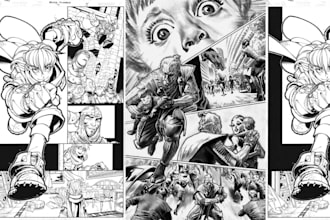 draw manga page anime manga comic page, graphic novel, vintage comic page retro