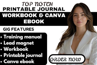design your journal printable  canva ebook  workbook lead magnet training manual