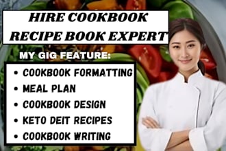 be cookbook writer, cookbook design, meal plan, vegetarian recipe, keto diet