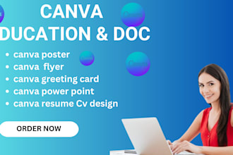 do canva poster, flyer, greeting card canva resume cv design canva power point