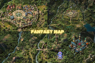 custom rpg, fantasy maps, design, animation, low poly, vector art, dnd, tabletop