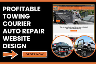 design towing service trucking courier auto repair auto towing website