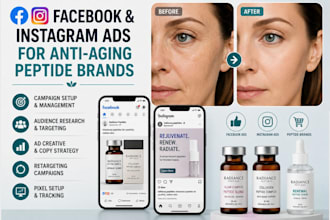 design anti aging skin health peptide branding, anti aging facebook ads