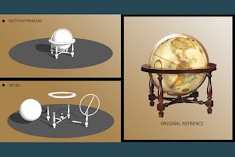 create professional sketchup 3d models from drawings or photos