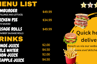 design etsy restaurant menu designs for etsy shopify stores and websites